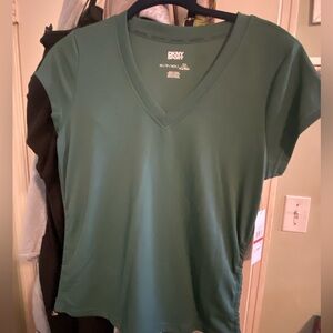 NWT receive TWO DKNY Sport V-Neck Short Sleeve Tees in Forest Green and Orange